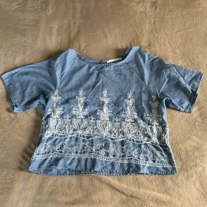 Blue Shirt white embroidery